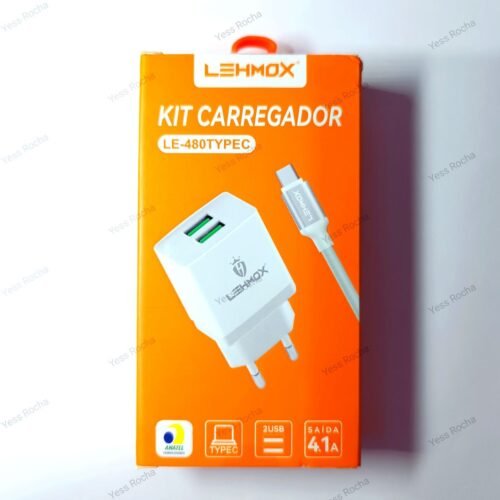 Carregador Lehmox Carga Rápida Dual Usb 4.1a + Cabo Tipo C